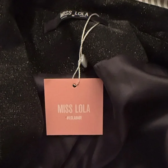 Miss Lola Glittering Black Mini Dress - Picture 2 of 2